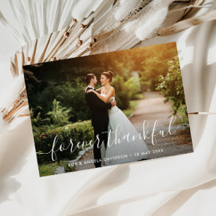 Forever thankful trendy beautiful photo wedding thank you card