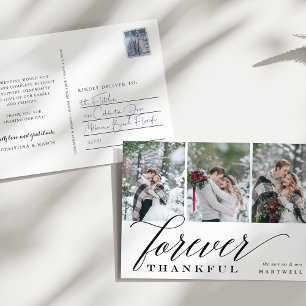 Forever Thankful Wedding Photo Collage Thank You Postcard