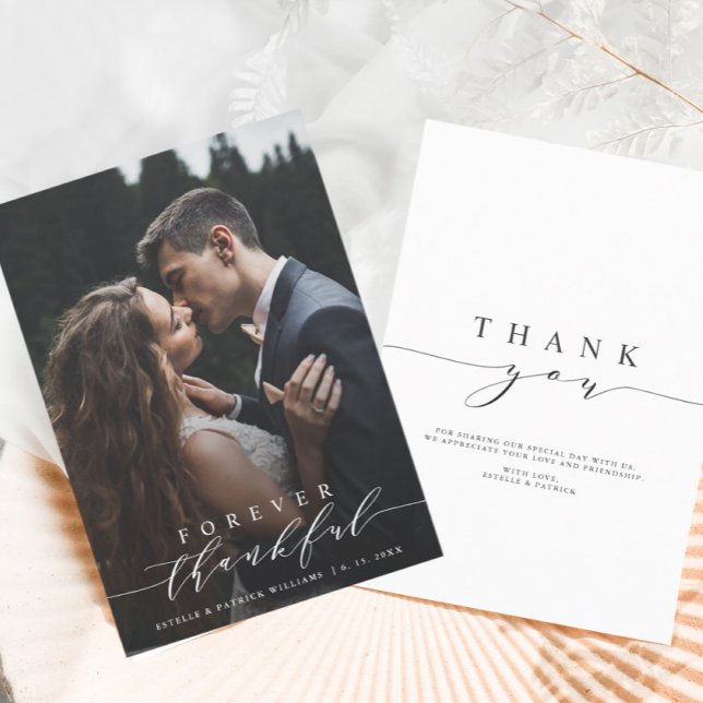Forever Thankful Wedding Thank You Photo Card (Creator Uploaded)