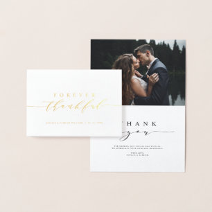 Forever Thankful Wedding Thank You Photo Foil Card