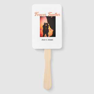 forever together photo name date couple wedding ro hand fan