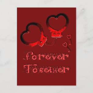 Forever together valentines day design cuffs heart holiday postcard