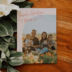 Forever Us Script Peach Valentine Photo Holiday Card