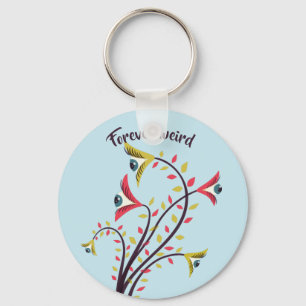 Forever Weird Colourful Flowers Staring Eyes Key Ring