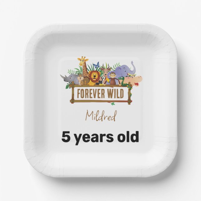 Forever Wild Birthday Paper Plate (Front)