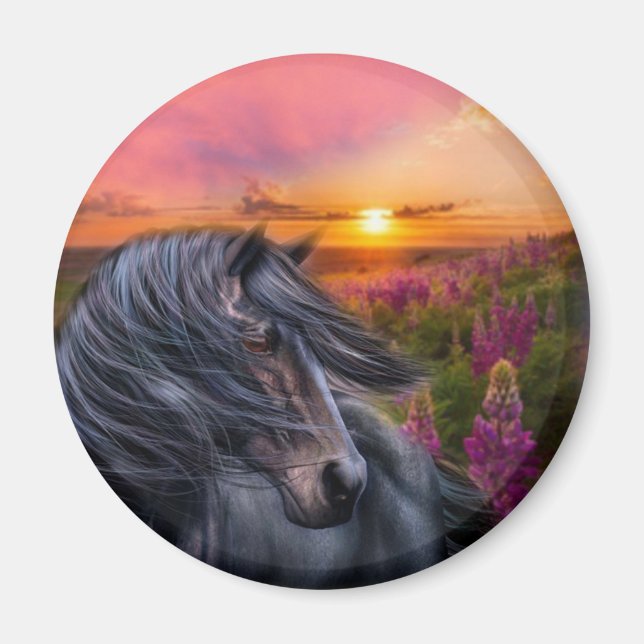 Forever Wild Black Horse Magnet (Front)