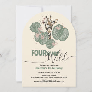 Forever Wild Safari Giraffe Animal Birthday Party Invitation