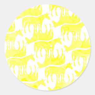 Forever Yellow Unicorn Classic Round Sticker