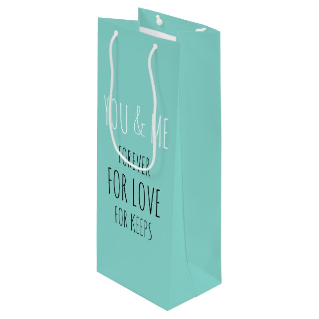 Forever You And Me Party Favour Wine Shower Party Wine Gift Bag (Front Angled)