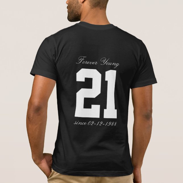 Forever Young 21st 50th Birthday in 2017 Funny Age T-Shirt (Back)