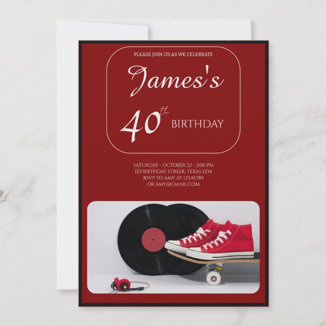 "Forever Young" 40th Birthday Invitation for James (Front)