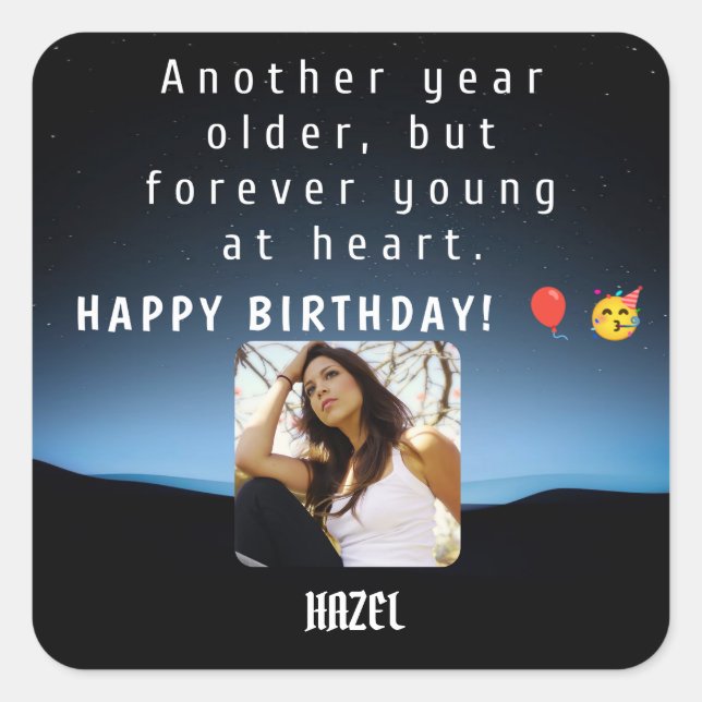 Forever Young: Classic Birthday Square Sticker (Front)