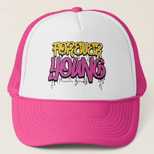 Forever Young Graffiti T-Shirt Trucker Hat (Front)
