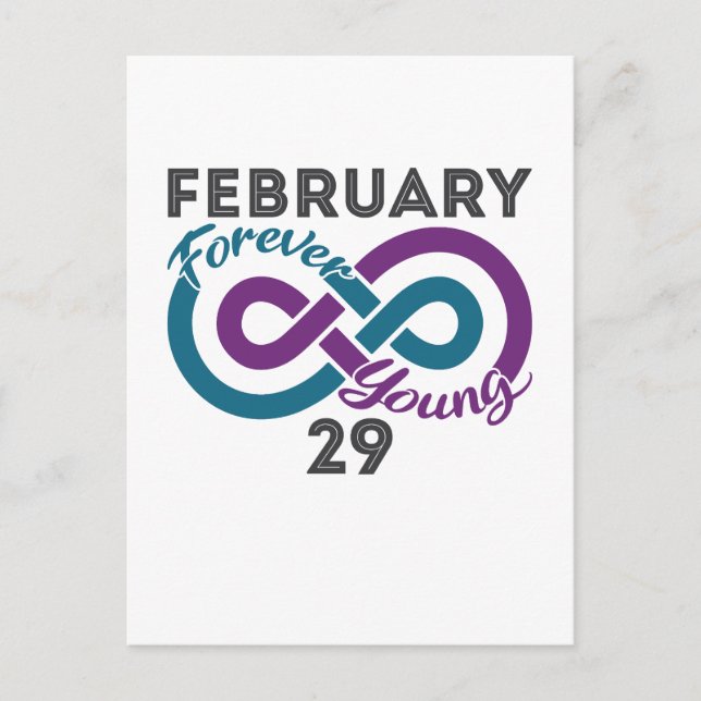 Forever Young Leap Year Birthday Leapling Postcard (Front)