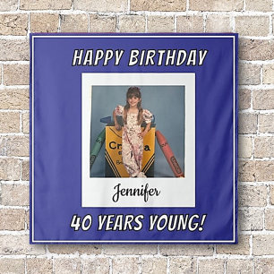 Forever Young Vintage Photo Birthday Tapestry