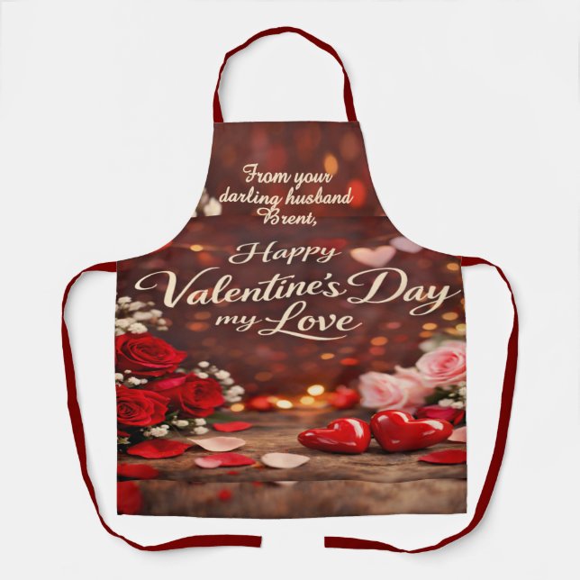 'Forever Your Valentine' All-Over Print Apron (Front)