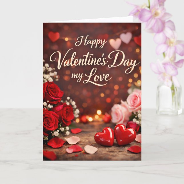 "Forever Your Valentine" Folded Greeting Card (Orchid)