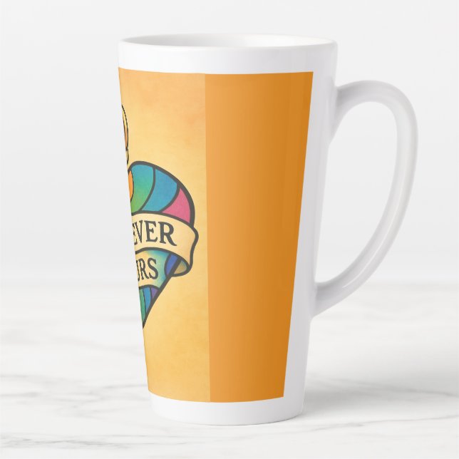 Forever Yours Colourful Love Heart Latte Mug (Right)