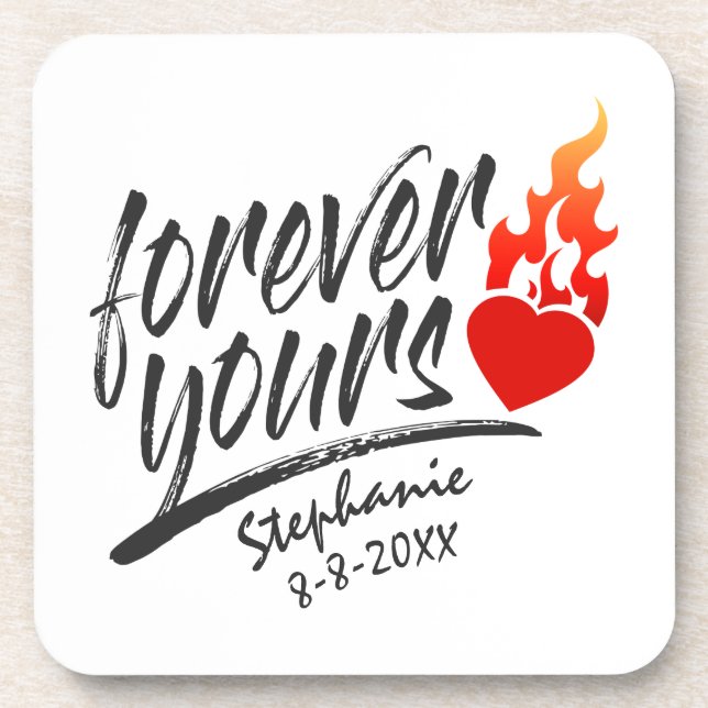 Forever Yours Custom Name Valentine | Coaster (Front)