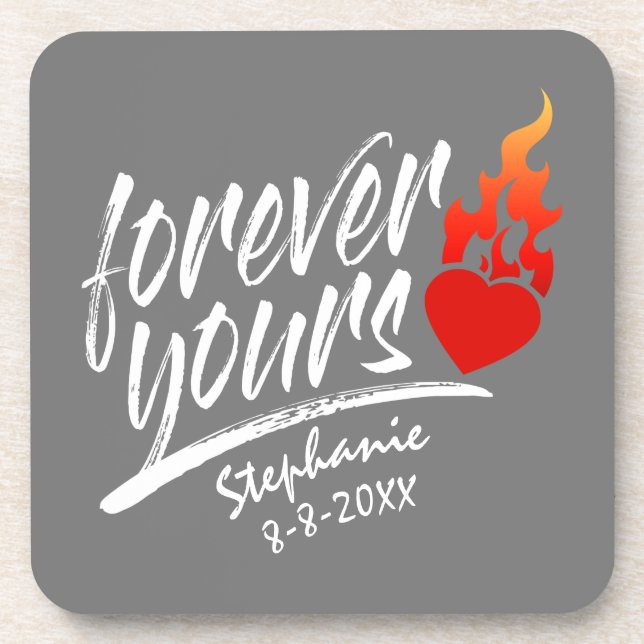 Forever Yours Custom Name Valentine | Coaster (Front)
