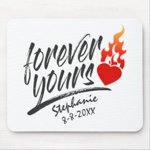 Forever Yours Custom Name Valentine   Mousepad
