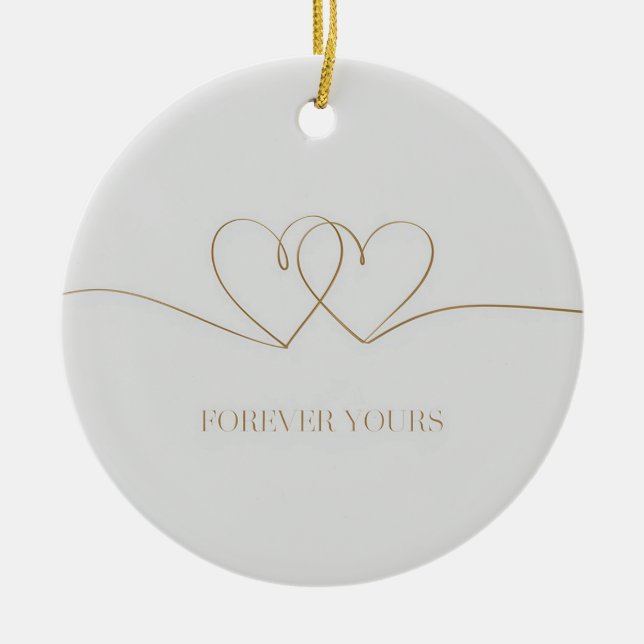 Forever Yours: Intertwined Hearts Design Ceramic Ornament (Front)
