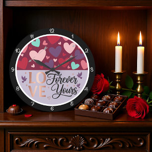Forever Yours Love Heart Large Clock