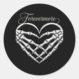 Forevermore Skeleton Hands Heart Gothic Romance Classic Round Sticker