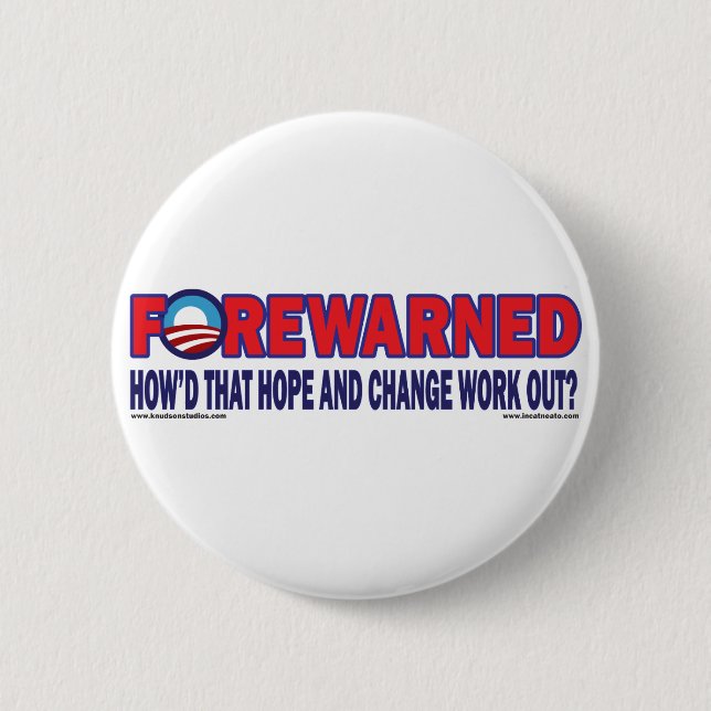 Forewarned - 6 cm round badge (Front)