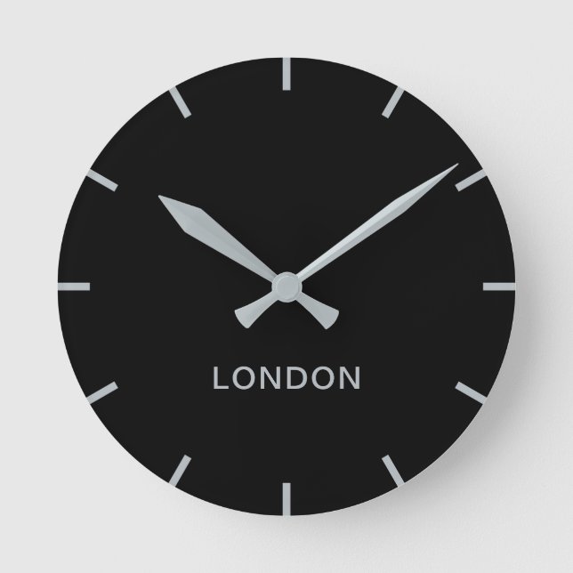 Forex Minimalist Gloss Black Wall Clock (Front)