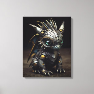 Forged Fire: The Metal Baby Dragon Canvas Print