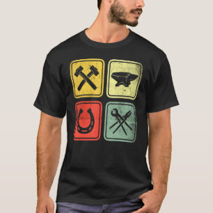 Forged Hammer Forged Pliers Horseshoe Blacksmith   T-Shirt