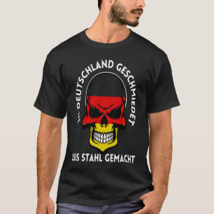 Forged Made Germany German Flag Skull Steelworker T-Shirt