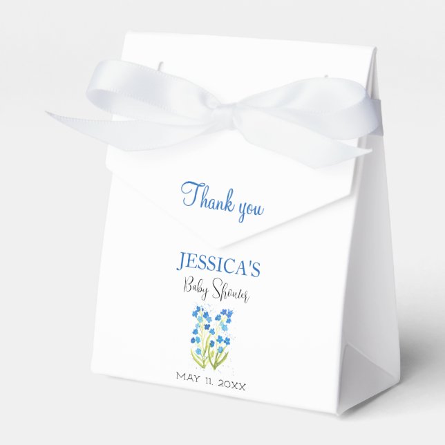 Forger me not Flowers Baby Shower Girl Favour Box (Front Side)