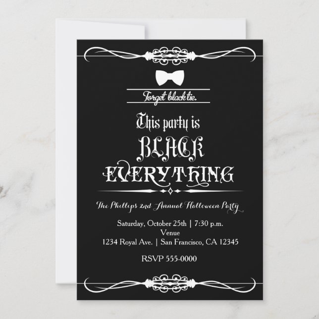 Forget Black Tie Halloween Party Invitation (Front)