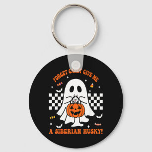 Forget Candy Give A Siberian Husky Funny Halloween Key Ring