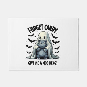 Forget Candy Give Me Moo Deng Halloween Ghost Doormat