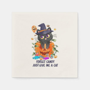Forget Candy Just Give Me A Cat – Witch Cat Napkin