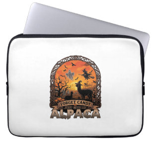 Forget Candy Just Give Me Alpaca Halloween Ghost W Laptop Sleeve