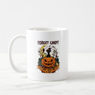 Forget Candy Just Give Me Cat Halloween Pumpkin_1 Coffee Mug