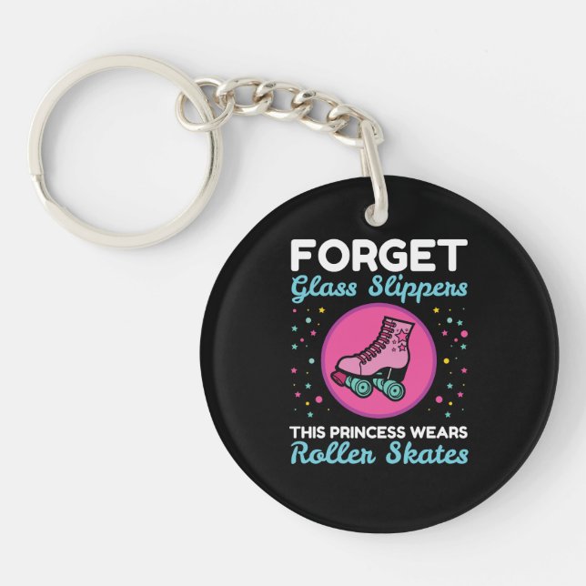Forget Glass Slippers Princess Wears Roller Skates Key Ring (Front)