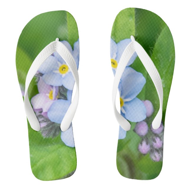 Forget-me-not, Adult Flip Flops, Wide Straps Thongs (Footbed)