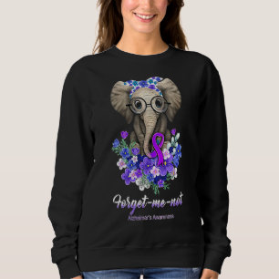 Forget Me Not Alzheimer's Awareness Elephant Flowe Sweatshirt