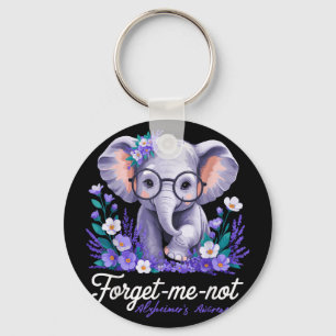 Forget me not Alzheimers Awareness Elephant Flower Key Ring