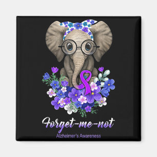 Forget me not Alzheimers Awareness Elephant Flower Magnet