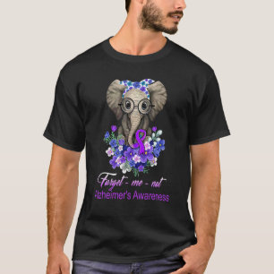Forget Me Not Alzheimer's Awareness Purple Ribbon T-Shirt