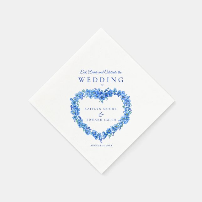 Forget-me-not art wedding blue white custom napkin (Corner)