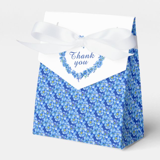 Forget-me-not blue art thank you gift favour box (Front Side)