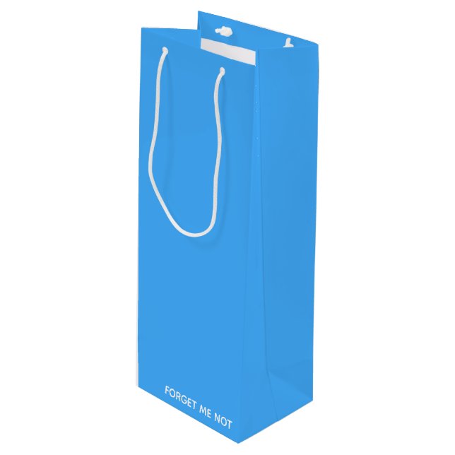 Forget-me-not blue colour name wine gift bag (Front Angled)