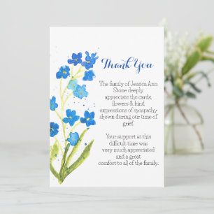 Forget me Not Blue Floral Funeral Death Thank you  Invitation